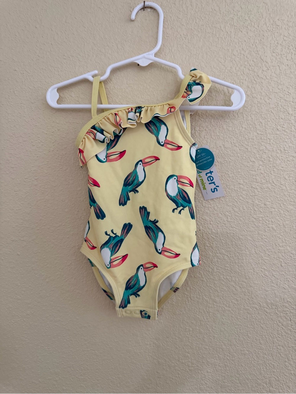 Carter's Yellow Toucan Ruffle One-Shoulder Swimsuit